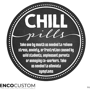 CHILL PILL Stickers / 3.5" Round GLOSSY Stickers / Easy Gift Giving! - Etsy