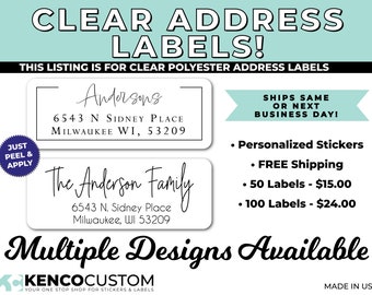 Clear Address Labels | 2.625" X 1" Clear Gloss Labels