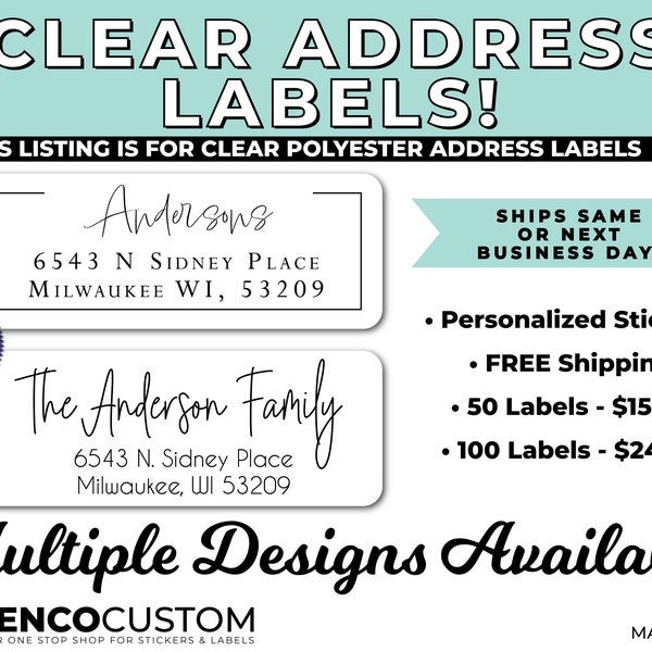 Clear Gloss Address Labels Etsy