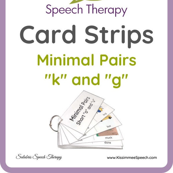 Card Strips - Minimal Pairs "K" & "G" - speech therapy articulation