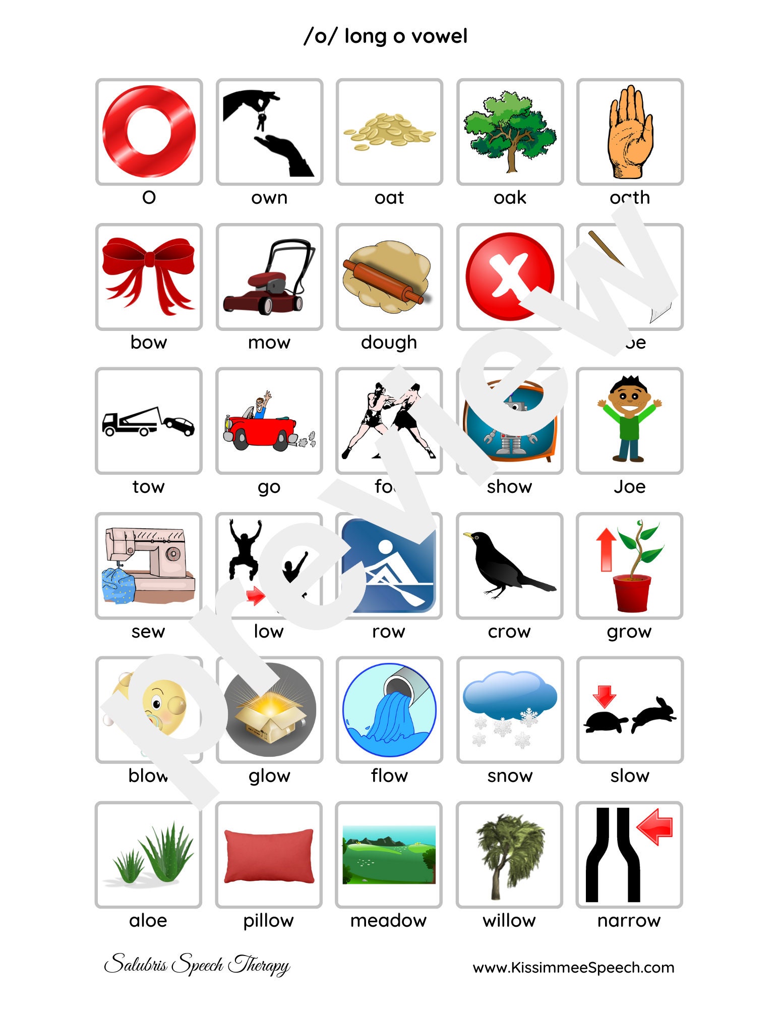 Long o Worksheets for Speech Therapy Practice 3 Pages - Etsy