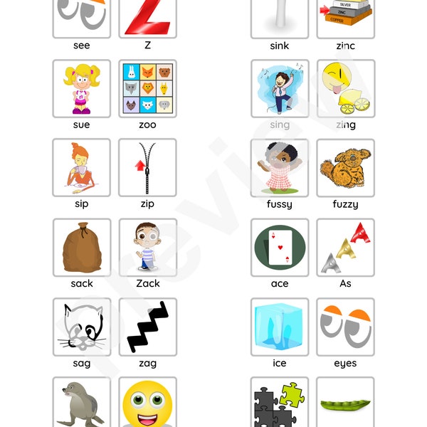 Minimal Pairs for "S" and "Z" Phonemes for Speech Therapy Practice - 3 pages!