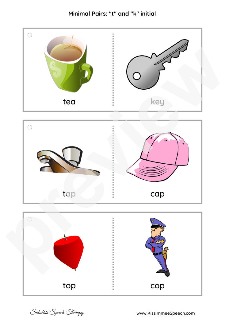 Card Strips Minimal Pairs t & k Etsy