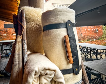 Blanket Bedroll Straps - Full Grain Leather and Brass