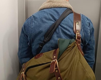 Handcrafted Waxed Canvas Satchel – British Millerain & Buffalo Leather