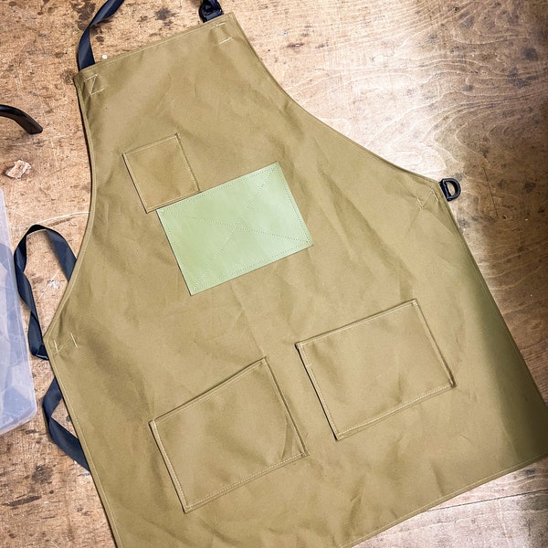 100% Waxed Cotton Carvers Apron - Handmade in England