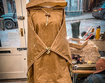 Waxed Cotton Poncho - Handmade in the UK