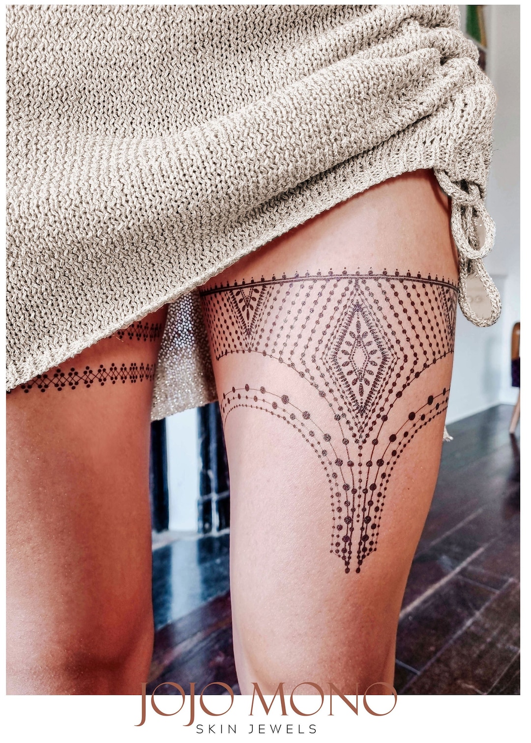 Large Leg Tattoo. Show off Your Legs With This Sensual Garter and