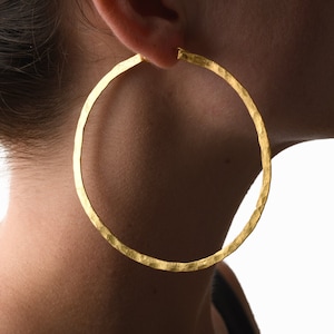 Gold Hammered Hoops, Hoop Earrings, 24k Earrings, Statement Earrings, Gold Earrings, Oversized Hoops, Wedding Earrings, Girlfriend Gift