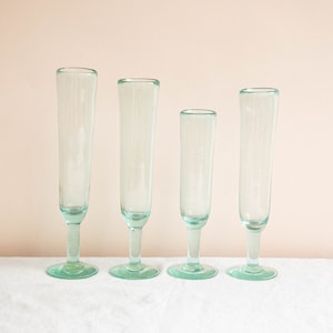 Champagne Flutes | Aqua Champagne Flutes | Recycled Glass | Hand Blown | Housewarming Gift | Engagement Gift | Wedding Gift | Wedding