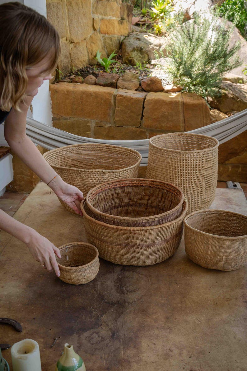 Boho geweven opbergmand – Liana handgeweven mand van natuurlijke vezels afbeelding 15