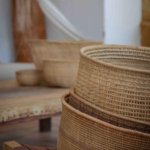 Boho geweven opbergmand – Liana handgeweven mand van natuurlijke vezels afbeelding 4