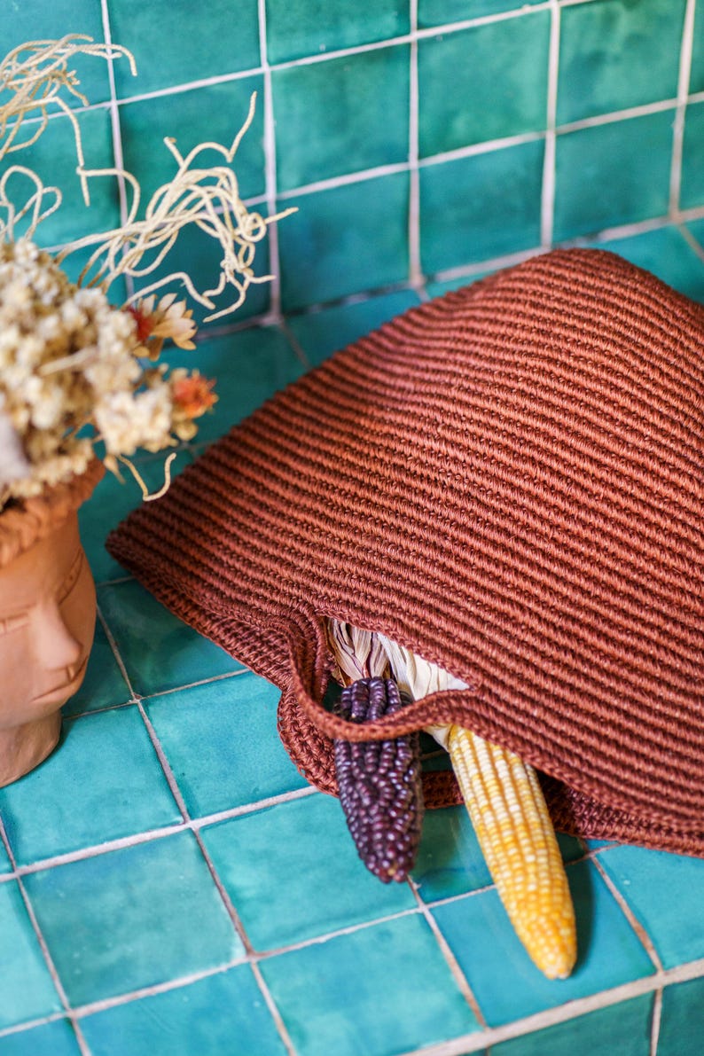 Handmade Basket Tote Bag: Woven Fiber Beach Bag image 1