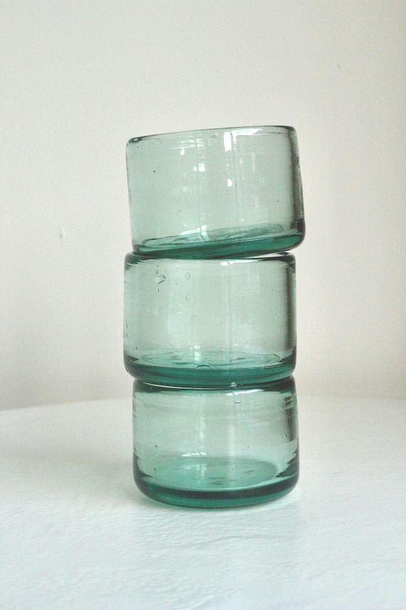 Chunky Stemless Wine or Cocktail Short Tumbler – Hand Blown Recycled…