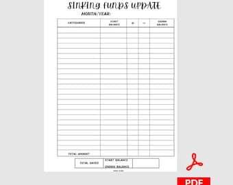 Sinking Funds Tracker Printable Sinking Funds Tracker Sheet, Sink Funds Planner Template Saving Challenge Saving Tracker Printable