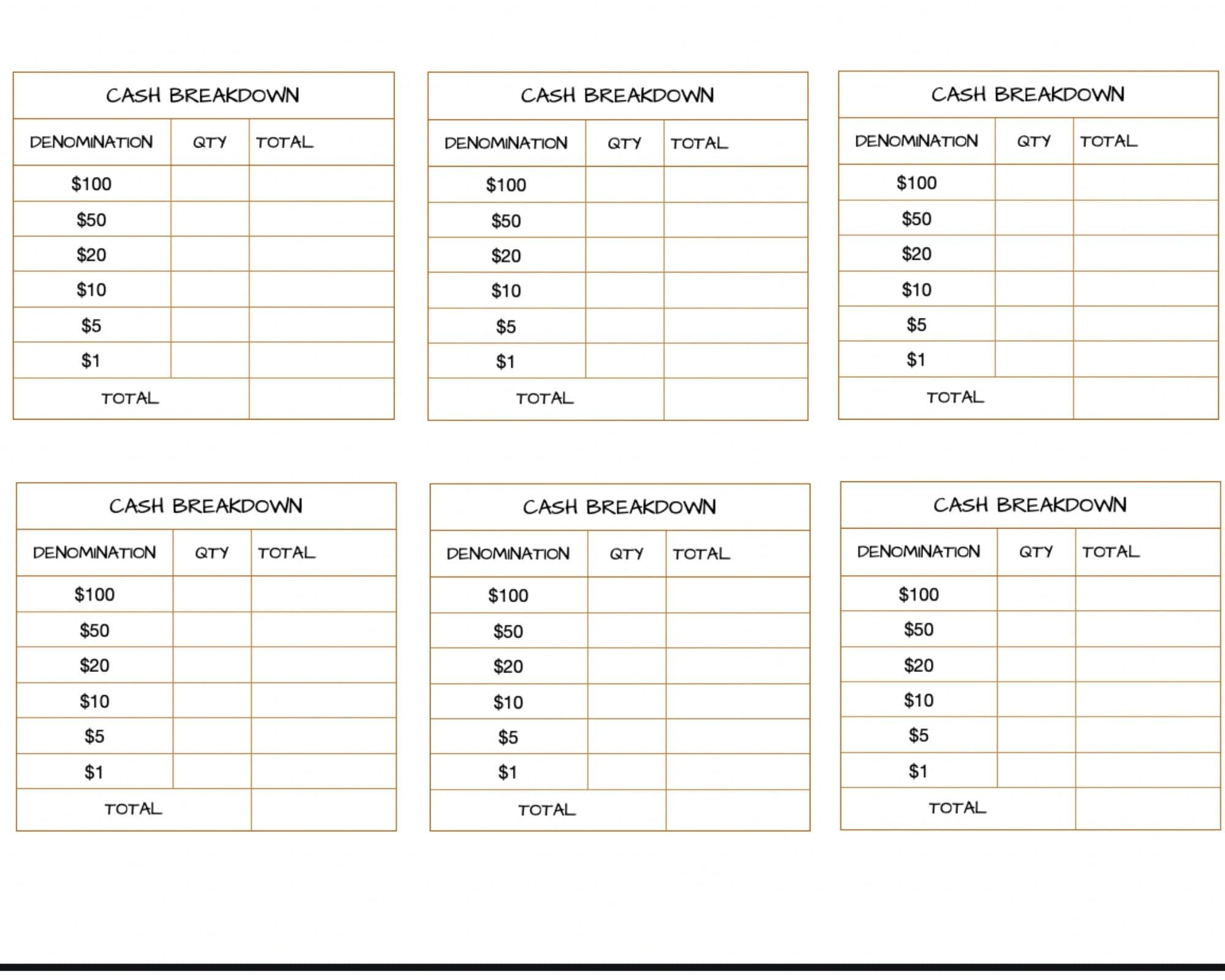 CASH BREAKDOWN - Etsy
