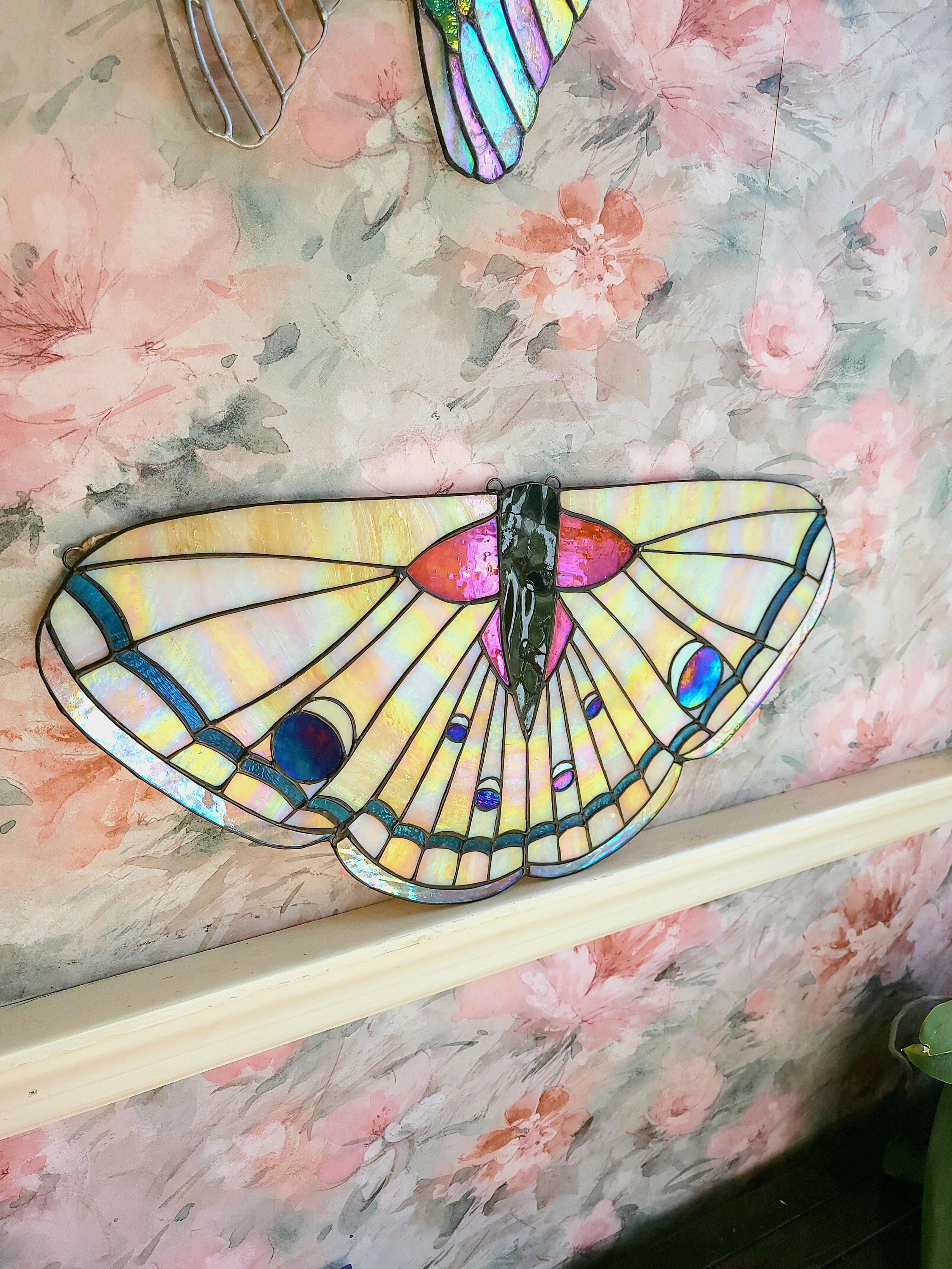 Iridescent Stained Glass Yellow Black Moth Insects Bugs | Etsy UK