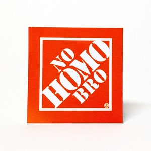 Paquete de 2 pegatinas NO HOMO BRO, pegatina de contenido de consumismo de marca, pegatina para portátil, pegatina para botella de agua