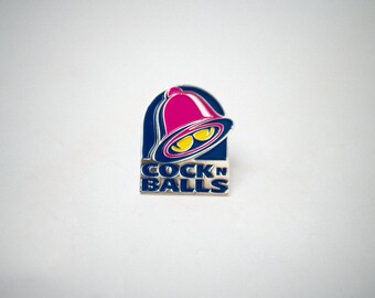 COCK N BALLS pin anti-corporate funny zoomer gay enamel metal gift niche