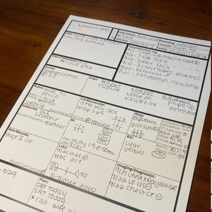 ICU Report Sheet Digital Download