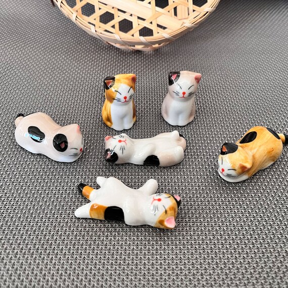Ceramic Chopsticks Rest Set in 6 Models of Different Cats Etsy