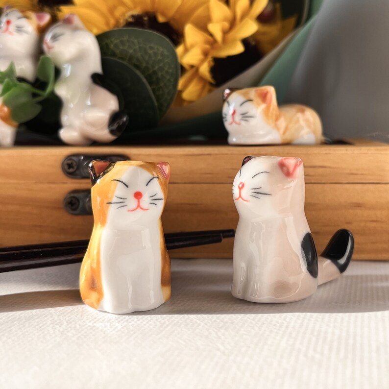 Ceramic Chopsticks Rest Set in 6 Models of Different Cats Etsy
