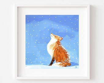 Fox in Snow Art Print