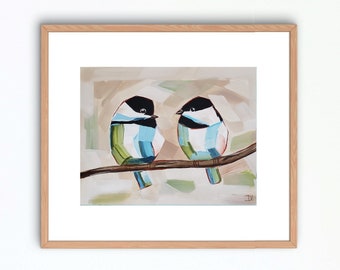 Two Chickadees Art Print