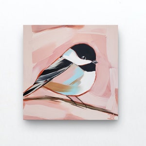 Original Bird Painting, Chickadee, 6 x 6, Bird Art, Bird Painting, Small Painting, Handmade Gift