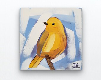 Original Bird Painting, Yellow Bird , 6 x 6, Bird Art, Bird Painting, Small Painting, Handmade Gift