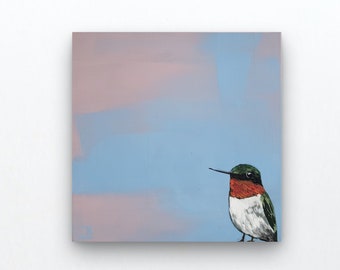 Original Bird Painting, Hummingbird, 6 x 6, Bird Art, Bird Painting, Small Painting, Handmade Gift