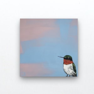 Original Bird Painting, Hummingbird, 6 x 6, Bird Art, Bird Painting, Small Painting, Handmade Gift image 1