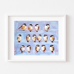 15 Chickadees Art Print