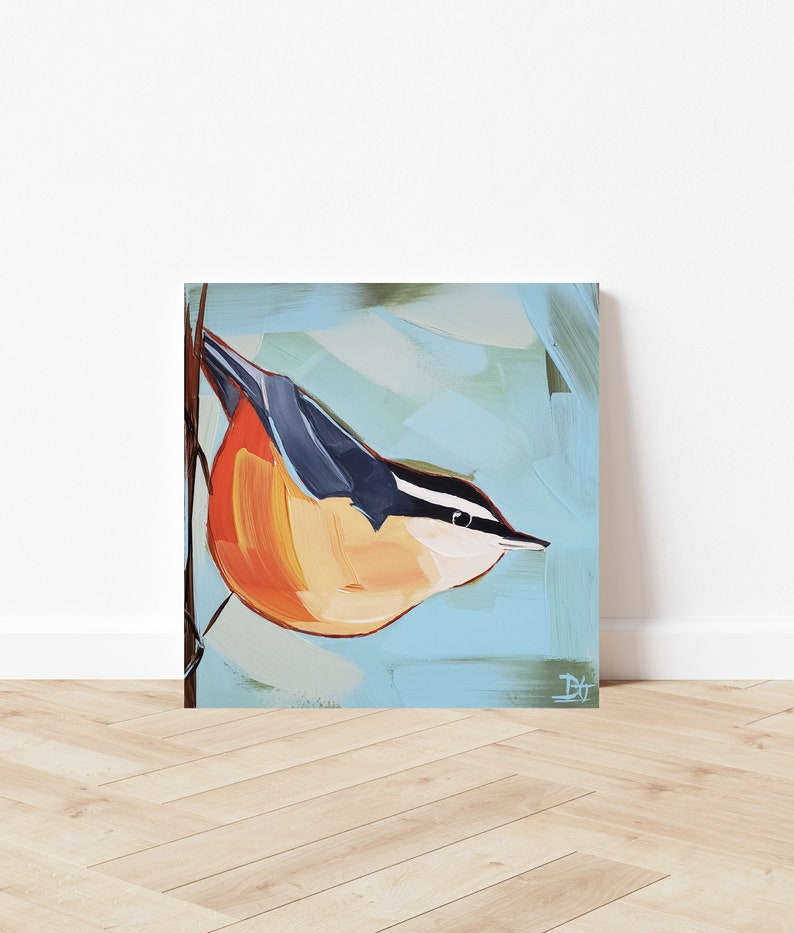 Original Bird Painting, Nuthatch, 6 x 6, Bird Art, Bird Painting, Small Painting, Handmade Gift image 3