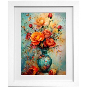 Arte de parede digital de rosas românticas | Arte floral para impressão | Pintura de rosas vintage | Presente de dia dos namorados | Cartão de aniversário | Decoração elegante para casa