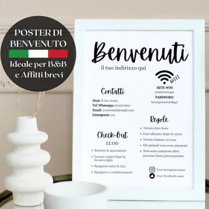Guida di Benvenuto, Poster di Benvenuto Airbnb, Gospodarz przewodnika, Plakat Modificabile, Regole della Casa, Wi-Fi, Wymeldowanie Istruzioni, Affitti brevi