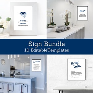 Airbnb Sign Bundle, Editable Templates, Airbnb Host, Vacation Rental, 10 Airbnb Welcome Sign Template