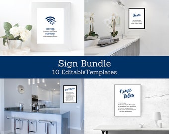 Plantillas de letreros de bienvenida de Airbnb: Letreros editables para alquileres vacacionales