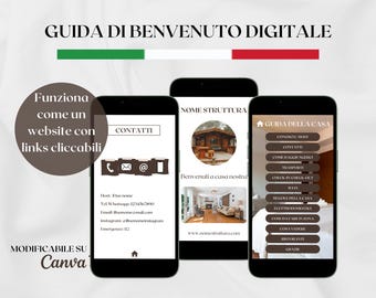 Plantilla digital para libro de visitas de Airbnb: Guía de bienvenida para alquileres vacacionales (Canva)