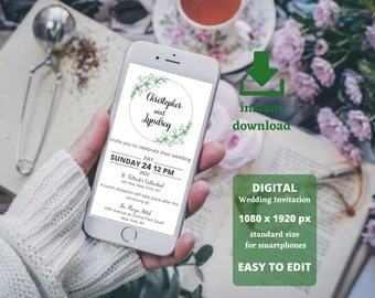 Plantilla de invitación de boda minimalista: Evite ecológica (descarga digital)