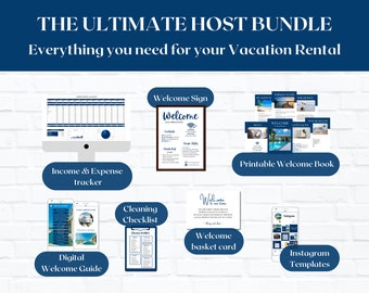 Paquete para anfitriones de Airbnb: Libro de bienvenida editable, letreros y lista de verificación (digital)