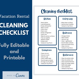 Airbnb Cleaning Checklist: Editable Housekeeping Planner (Digital Download)