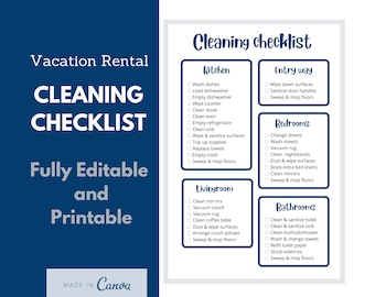 Lista de limpieza de Airbnb: Planificador de tareas del hogar editable (Descarga digital)