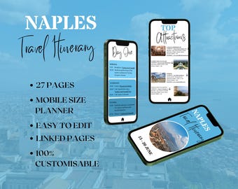 Plantilla de itinerario de viaje a Nápoles: Planificador móvil editable (Descarga digital)