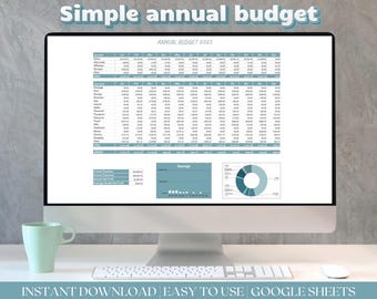 Hoja de cálculo de presupuesto anual: Seguimiento de finanzas personales (Hojas de cálculo de Google, descarga digital)