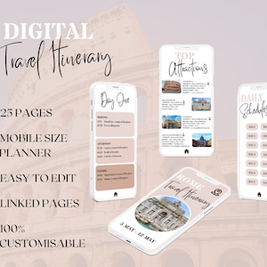 Travel Itinerary Template - Mobile Itinerary - Editable Travel Planner - Digital Travel Guide - Travel Schedule - Trip Itinerary