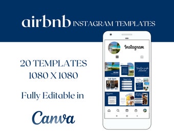Plantillas de Instagram de Airbnb: Feed de redes sociales azul (editable en Canva)