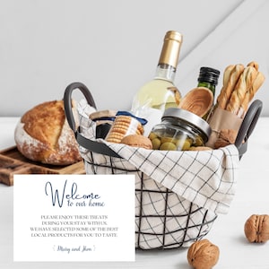 Airbnb Welcome Basket Card, Welcome Basket Sign Template, Rental Gift Basket, Airbnb Host ,VRBO Card