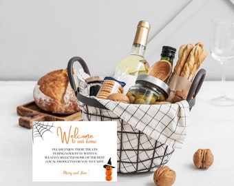 Plantilla de tarjeta de bienvenida de Airbnb para Halloween (editable en Canva)