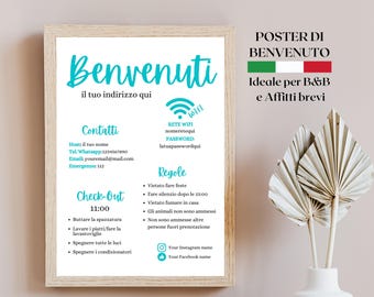 Póster de bienvenida de Airbnb: Normas de la casa editables y wifi (descarga digital)